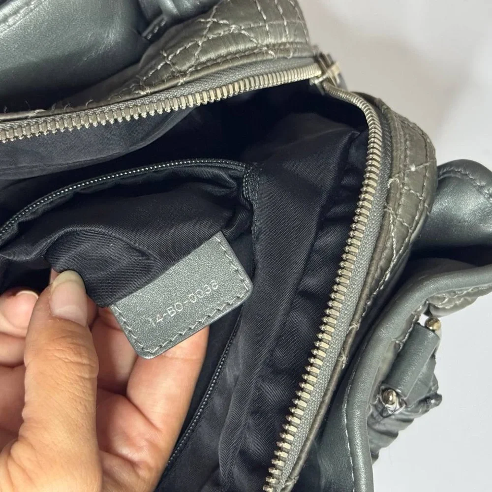 Christian Dior Vintage Iconic Cannage Lady Boston Bag in Metallic Grey - Picture 15 of 16